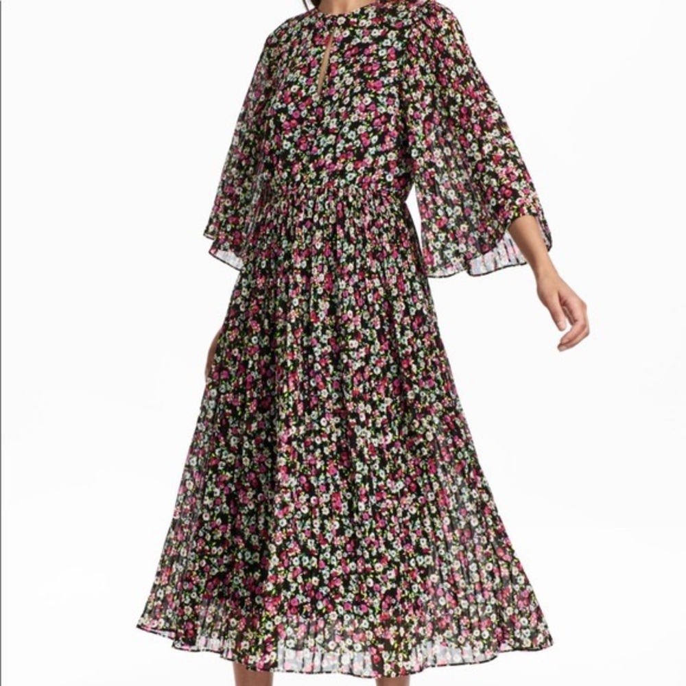 H&M floral pleated midi dress